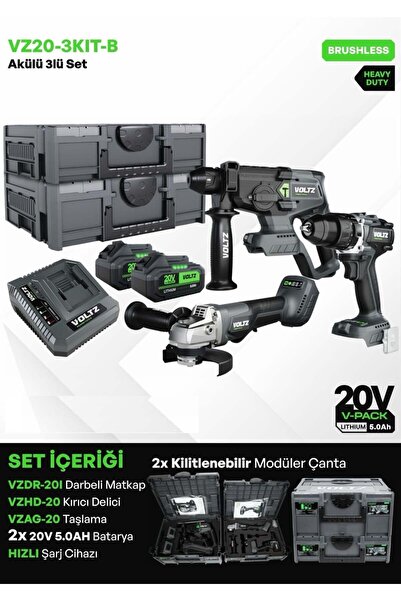 Voltz VZ20-3KIT-B AKÜLÜ ÜÇLÜ SET