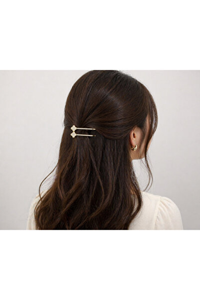 Selay Accessory طقم مشبك شعر على شكل فراشة مرصع بالأحجار - إكسسوار شعر ذهبي ا...