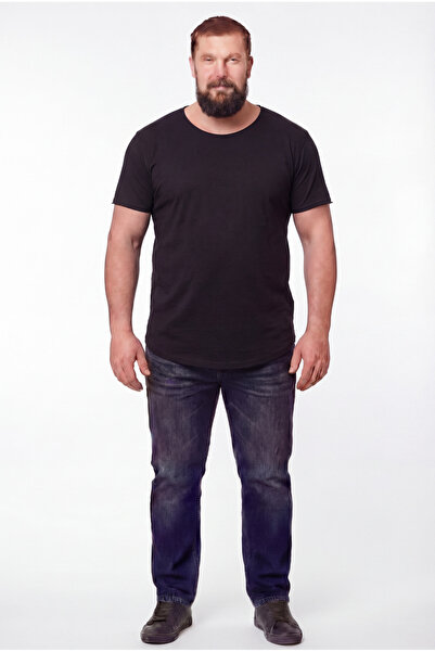 BlackHorn تي شيرت رجالي ذو ياقة واسعة مقاس كبير مصنوع من القطن بنسبة 100% فضف...