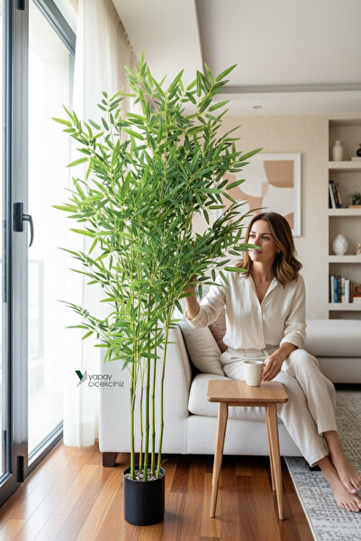 YAPAY ÇİÇEKÇİNİZ 165 cm 6 Gövdeli Yoğun Yapraklı Yapay Bambu Ağacı