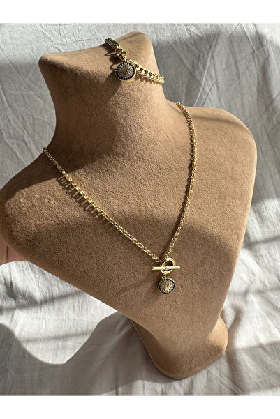 XUPING JEWELRY NK BİJUTERİ 14K XP Damgalı Zirkon Taşlı Kolye 46 cm Bileklik 1...