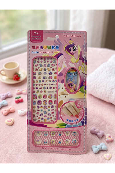 GLOWILLA PONY Temalı Renkli Tırnak Çıkartması ve 3D Süsleme Taşı Seti (3+ Yaş)