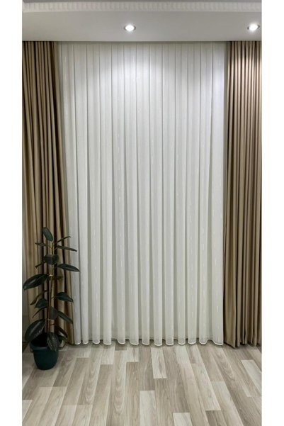 GACALLAR HOUSE Atina Bamboo Woven Heavy Weight 1/3 Regular Pleated Draped Non-Ironing Tulle Curtain Suitable for Every Room (2026 New Season)