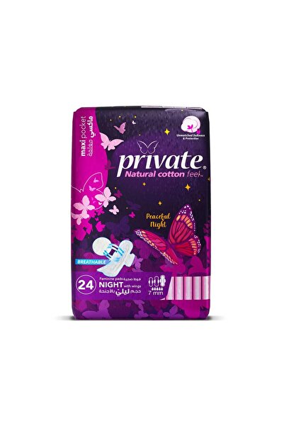 PRİVATE - Thick Maxi Sanitary Pads with Wings - Night - 24 Pads