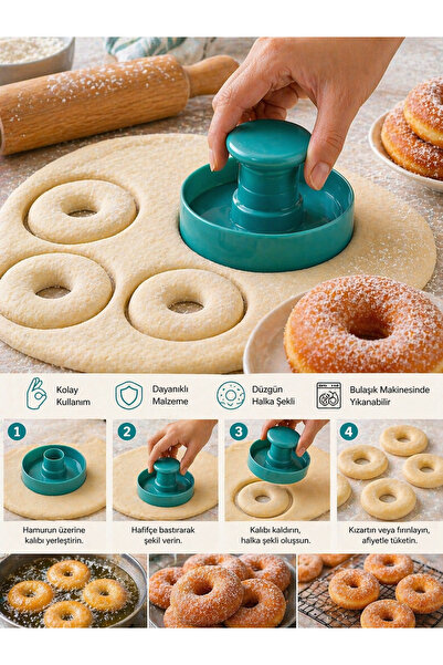 Special Action Donut Yapma Kalıbı Hamur Kesici Halka Şekil Verici Kek Çörek P...