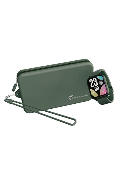 Techmade Σκούρο πράσινο smartwatch Glow, με θήκη, κλήσεις Bluetooth, οθόνη 1....