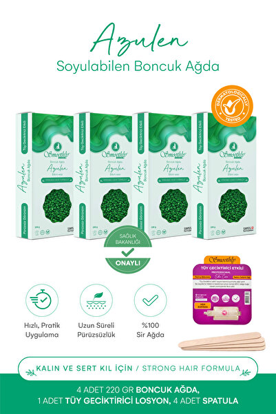 Smoothly AZULEN soyulabilir boncuk ağda granür ağda EL AĞDASI 220 g x 4 paket...