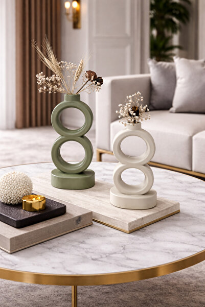 Zigzag Home Διακοσμητικό σετ βάζων 2 τεμαχίων σε στυλ Μποέμ, μοντέλο δαχτυλιδ...