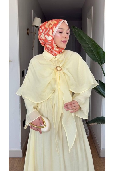 THEK BUTİK Luxury Cape Detailed Long Dress