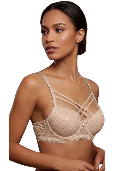 Ebru Silicone Lace Push up (Padded) Underwire (Wire Bra) Double Crossed Strap...