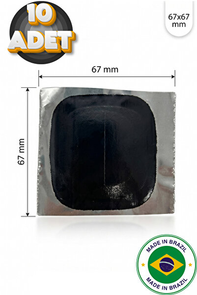 JuneThree Lastik Çivi Deliği Yama 67x67 mm - 10 Adet - Profesyonel Büyük Boy Dış Lastik Tamir Yaması