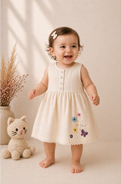 Superbaby ORYEDA ιβουάρ φόρεμα με λεπτεπίλεπτο κέντημα