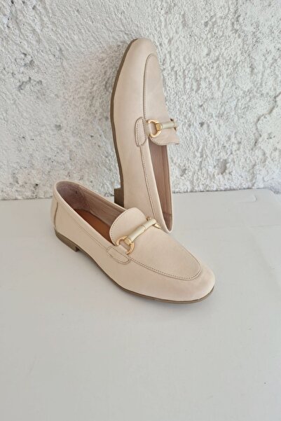 EREN SHOES BAG ROZİE Γνήσιο Δερμάτινο Μπεζ Μαλακά Καθημερινά Γυναικεία Παπούτ...