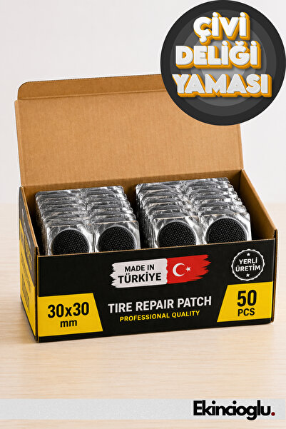 Yuvarlak Lastik Yaması 30x30 mm - 50 Adet - Çivi Deliği Dış Lastik Tamir Yaması Yerli Üretim
