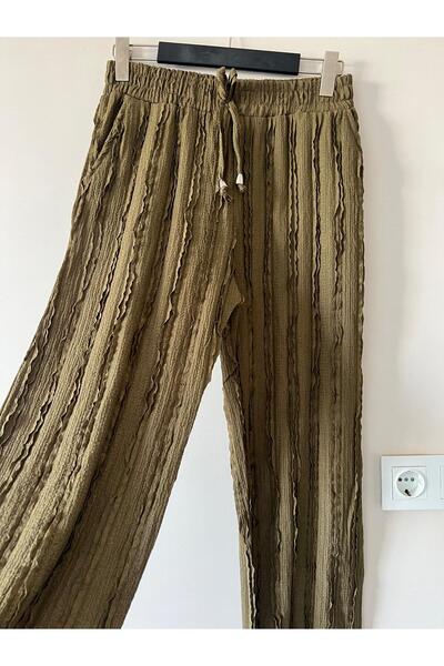 modayaselam Άνετο Παντελόνι Φαρδιάς Γραμμής με Κορδόνι