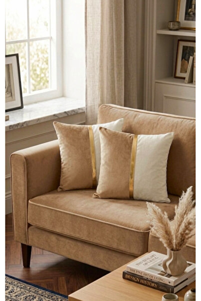 DAHABELLA LUXE HOME مجموعة من 2 غطاء وسادة فاخر من المخمل المزخرف باللونين ال...