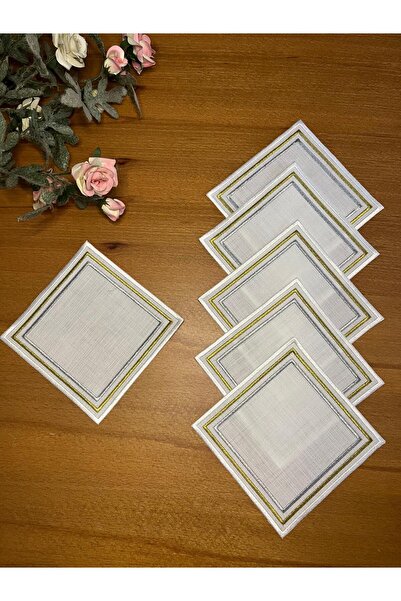 Smiling Home 6 τεμάχια Gardenya Linen Dubai με μοτίβο τετράγωνης χαρτοπετσέτα...