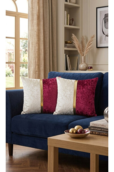 DAHABELLA LUXE HOME مجموعة من 2 غطاء وسادة فاخر من المخمل المزخرف باللونين ال...