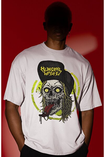 SEVBANO Tricou oversize unisex cu imprimeu frontal Municipal Waste Rock Metal...