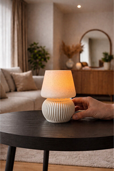 zulya Modern Mantar Tasarımlı LED Mumluk – 13 cm Dekoratif Gece Lambası | Sıc...