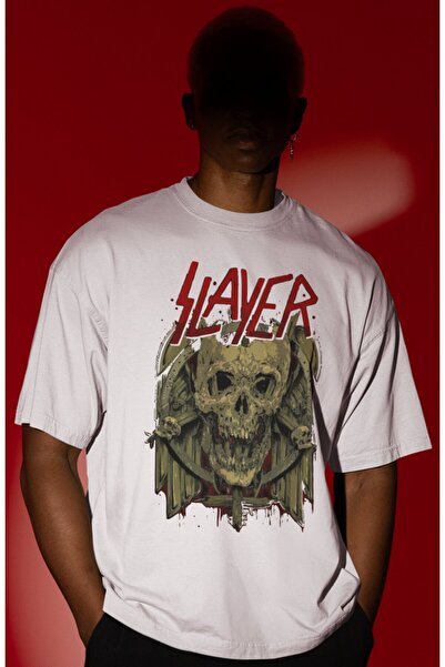 SEVBANO Tricou supradimensionat unisex cu imprimeu frontal Slayer Rock Metal ...