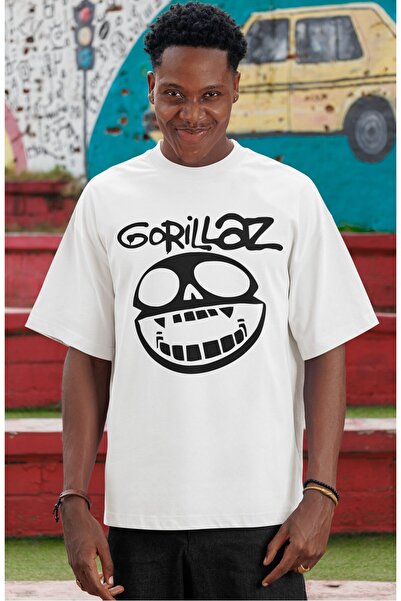 SEVBANO Μπλουζάκι Gorillaz Rock Metal Music Band με στάμπα μπροστά, Unisex, O...