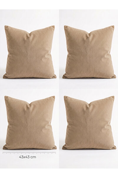 Bercem Home Πολυτελές μπεζ βελούδινο διακοσμητικό σετ μαξιλαριών (4 τεμάχια) ...