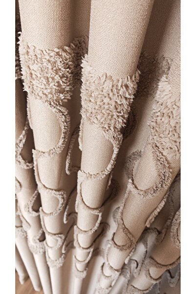 Yuka Κουρτίνα φόντου από βιζόν με φούντες, μονόφυλλη, 1/3 πυκνά πλισέ, σειρά ...