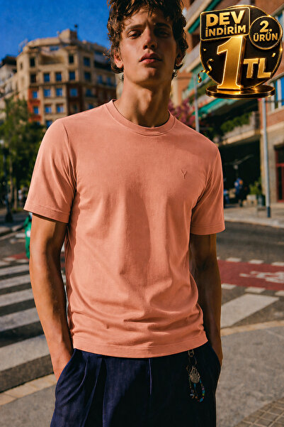 Maccali Ανδρικό μπλουζάκι με κοντό μανίκι από 100% βαμβάκι σε βασική σκόνη