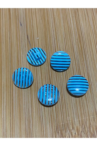 Lorin hobi Striped Pearl Baby Button 10 mm 10 Pieces Blue
