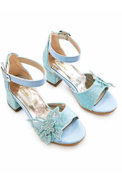 sanya kids Sparkly and Bow-Adorned Girls' Heeled Evening Dress Shoes