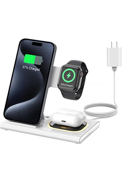 Arabest 3 in 1 Foldable Wireless Charging Station,15W Fast Charger for Smart ...