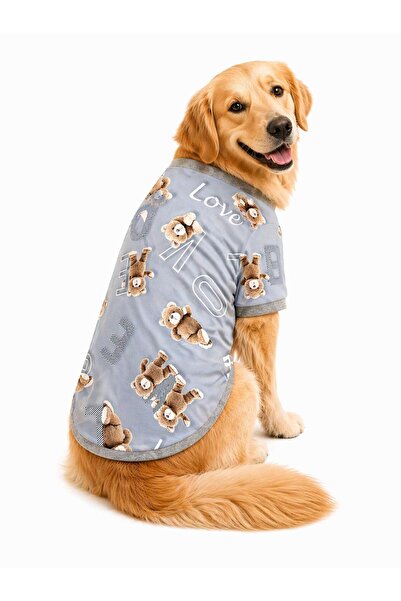DOGİ&DOG Büyük Irk Gray Love Yazlık Köpek T-Shirt Köpek Kıyafeti (11-45KG)