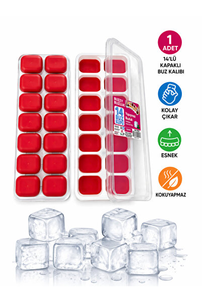 evolis kitchen 14 Bölmeli Yapışmaz Silikon Bas Çıkar Buzluk Buz Kalıbı 1 Adet...