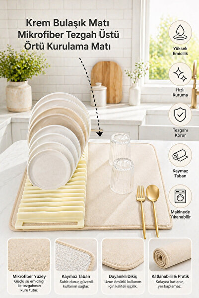 evolis kitchen 1 Adet Orta Boy 37x48 cm Bulaşıklık Katlanabilir Mikrofiber Ka...