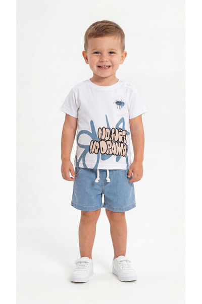 Mışıl Kids No Drama Printed Baby Boy Top and Bottom Set