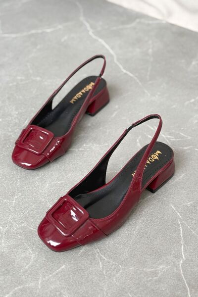 MODAADAM Γυναικεία παπούτσια Monet με χαμηλό τακούνι - Βουργουνδίας-Λουστρίνι