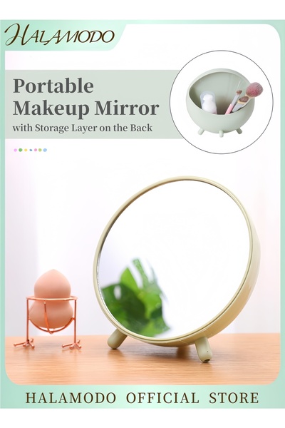 HALAMODO Round Countertop Mirror With Holder White/Clear 20x16x6cm