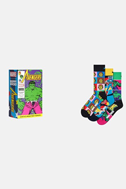 Happy Socks - مجموعة من 3 جوارب متعددة الألوان بتصميم شخصيات مارفل أفنجرز