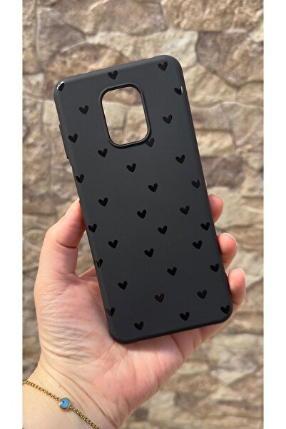 Vip Case Redmi Note 9 Pro ve 9S Uyumlu Mini Siyah Kalp Desenli Silikon Darbe ...