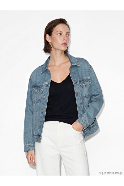 LC Waikiki Collared Neck Oversize Women's Denim Jacket