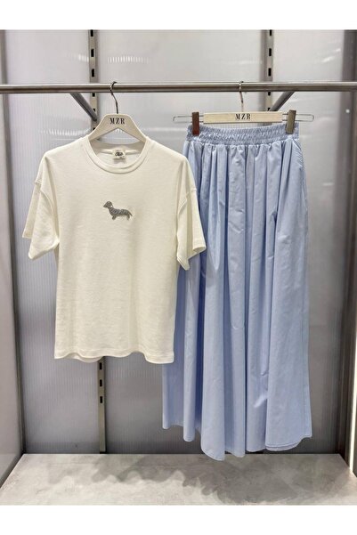Mzr Collection KADIN UZUN PLİSELİ MAXİ BOY POPLİN ETEK
