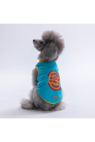 Pawstar Turquoise-Turkuaz Good Vibes Tişört Kedi Köpek Tişörtü-Kedi Köpek Kıy...