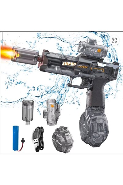 BESTTOYS Işıklı ateş efektli su tabancası şarjlı büyük su hazneli 25cm boyutunda