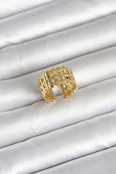 silky glows 316L Steel Gold Color Mesh Model Women's Ring - Elevate Your Styl...