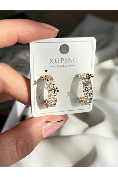 XUPING JEWELRY Kesme kristal taşlı gold küpe