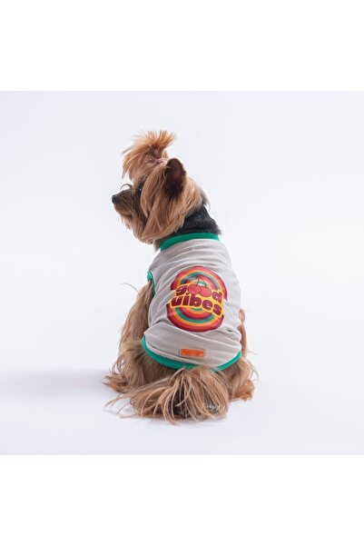Pawstar Grey-Gri Good Vibes Tişört Kedi Köpek Tişörtü-Kedi Köpek Kıyafeti