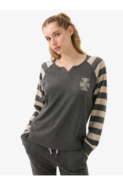 Blackspade Kadın Termal Pijama Üstü 51973 - Antrasit