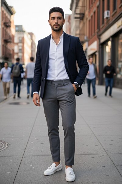 dehaine Ανδρικό μπουφάν, Στενή γραμμή, Μονόχρωμο, 10272, ναυτικό μπλε