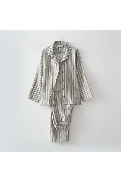 Ecocotton Σετ γυναικείες πιτζάμες Ala από 100% οργανικό βαμβάκι και λινό πράσινο